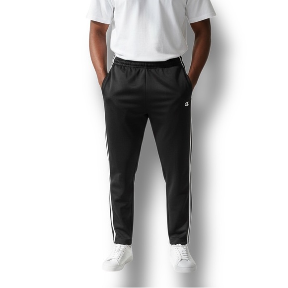 Champion Other - Champion Mens Athletic Track Joggers with Sporty Stripe Active Black/White XXL